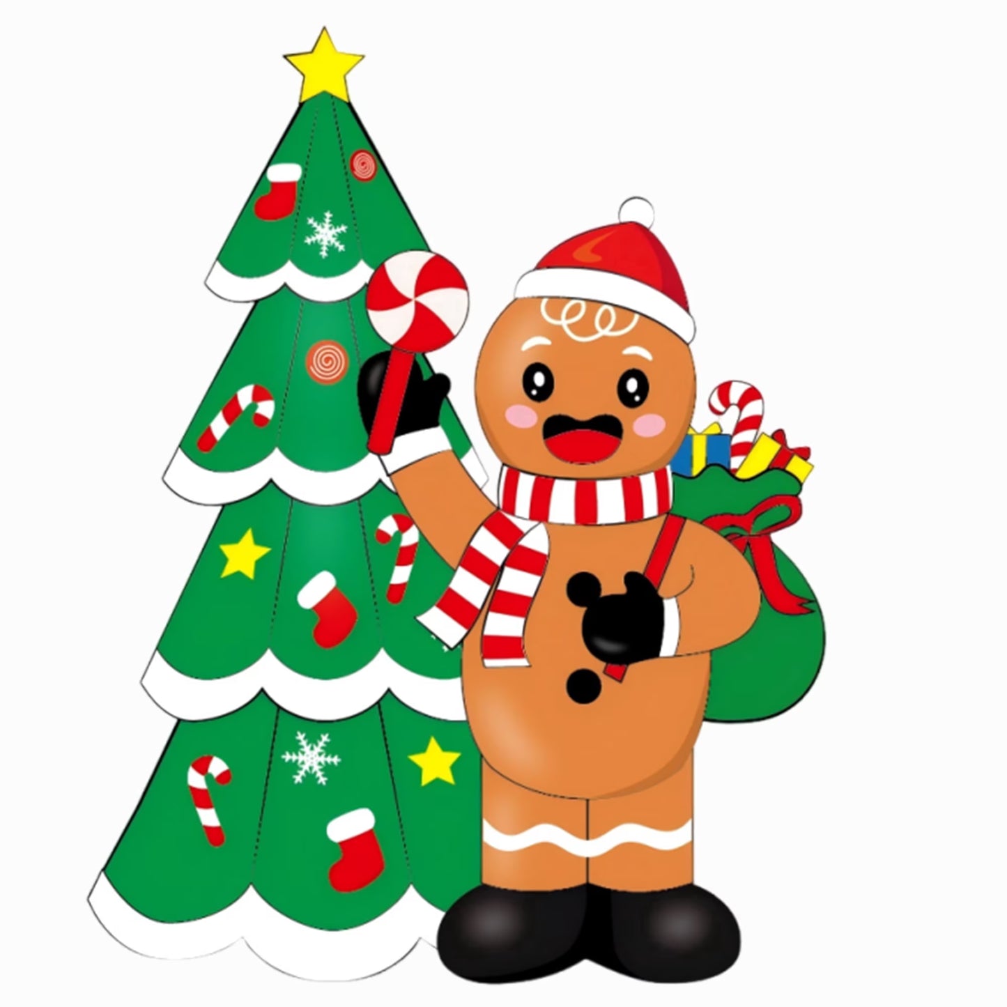 Firstness 6ft Tall Christmas Inflatable, Liftable Santa in the Stocking Xmas Inflatable with LED Lights for Christmas Holiday Outdoor Yard Decorations