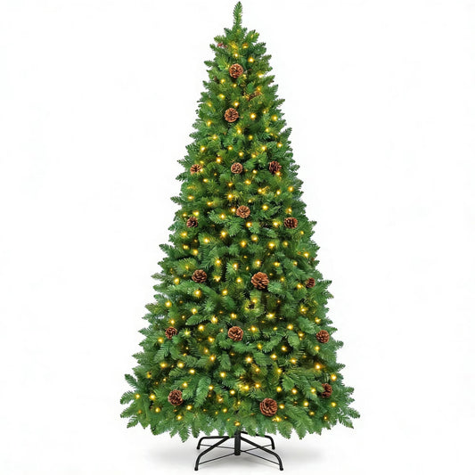 Firstness 6ft Christmas Tree with Warm White Lights and Branch Tips，Green