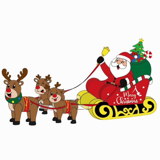 Firstness 8ft Christmas Inflatables Santa Claus on Sleigh with 3 Reindeer Xmas Blow ups Outdoor Decoration