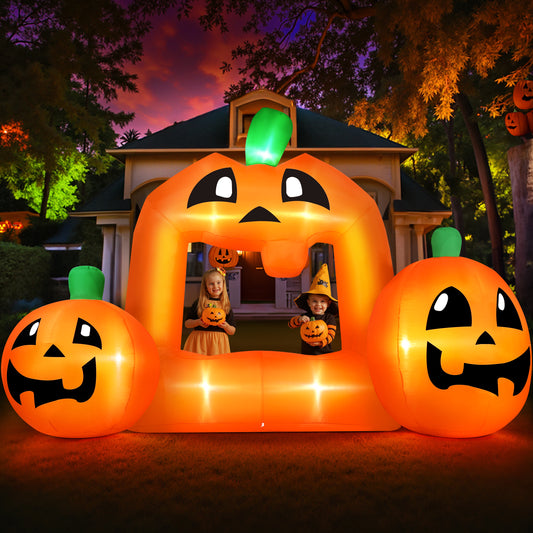Firstness 8.5FT Halloween Inflatable,Pumpkin Photo with Lights for Party Yard Decorations