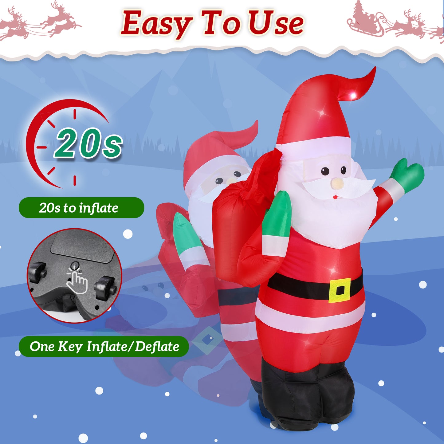 Firstness 4ft Rc Cars for Kids Christmas Inflatables Santa Claus,Rc Toys Remote Control Christmas Blow Ups with Light and Sounds,Indoor Outdoor Decoration