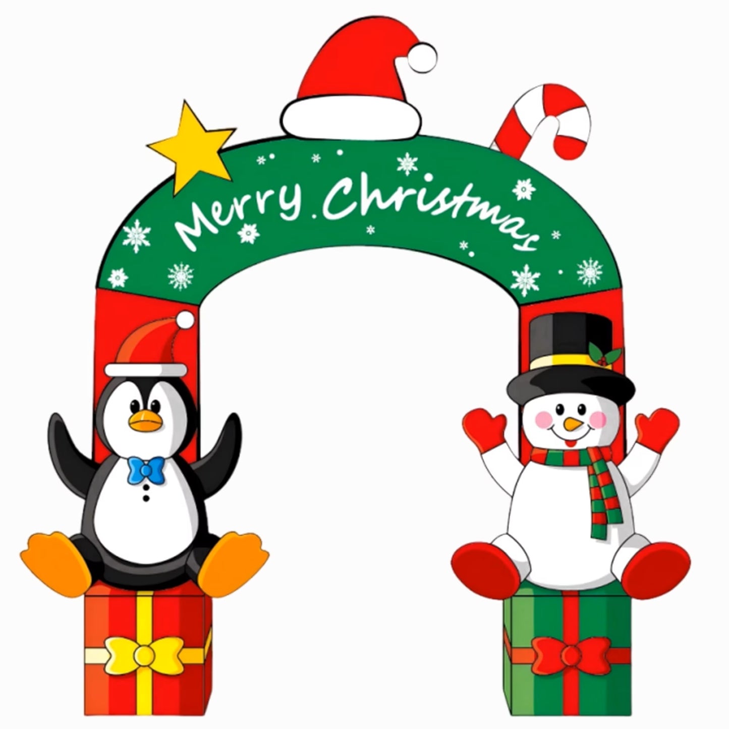 Firstness 9ft Christmas Inflatables Archway Christmas Blow ups Arch Xmas Outdoor Decoration with LED Lights