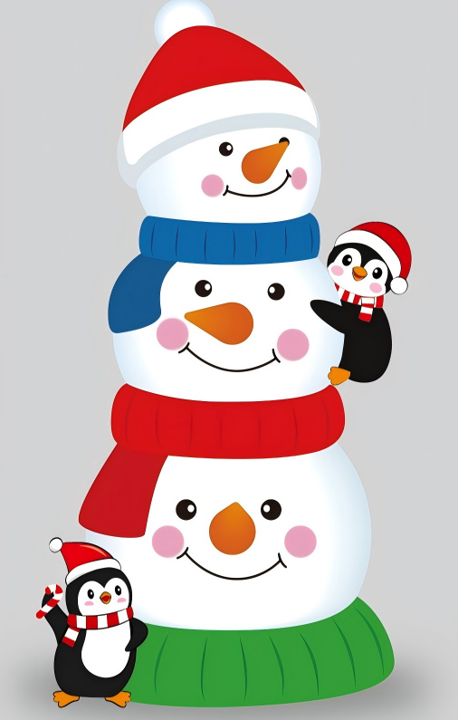 Firstness 4ft Tall Christmas Inflatables Snowman Blow ups Xmas Inflatable Outdoor Decoration with LED Lights for Yard Garden Lawn