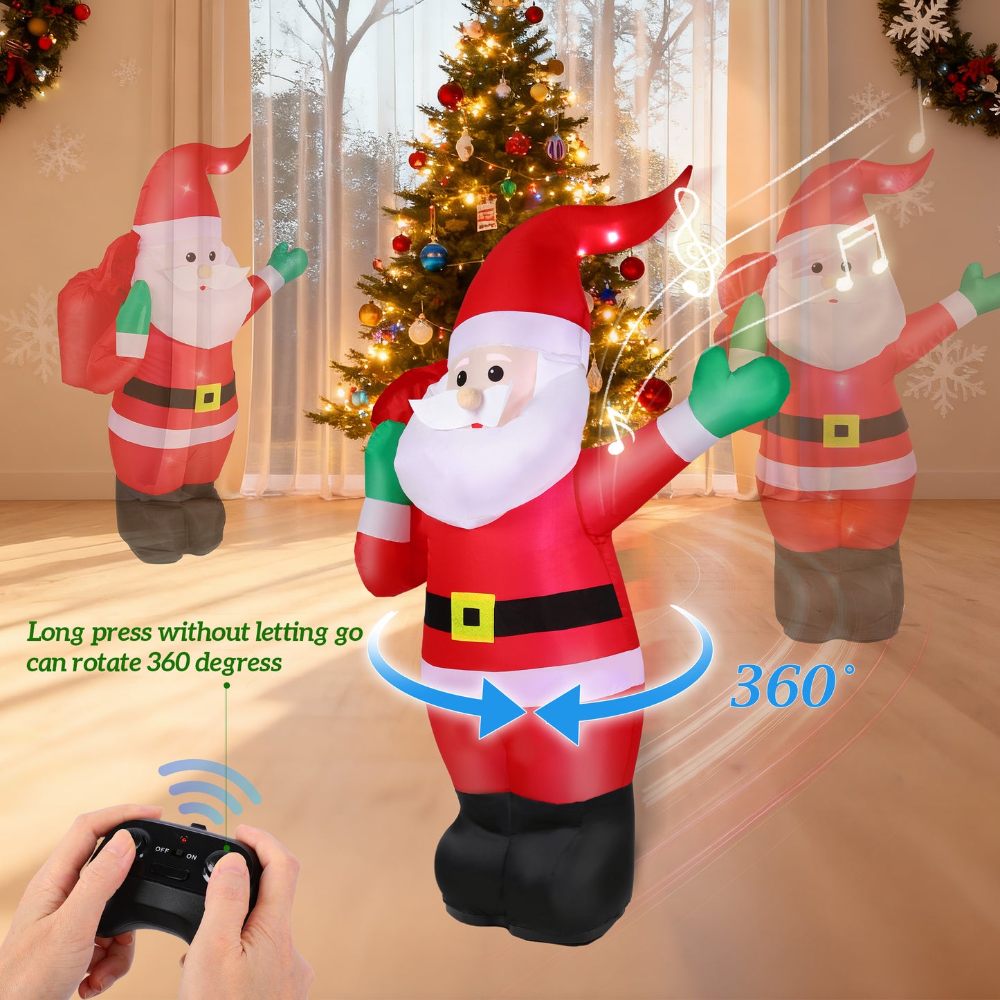 Firstness 4ft Rc Cars for Kids Christmas Inflatables Santa Claus,Rc Toys Remote Control Christmas Blow Ups with Light and Sounds,Indoor Outdoor Decoration