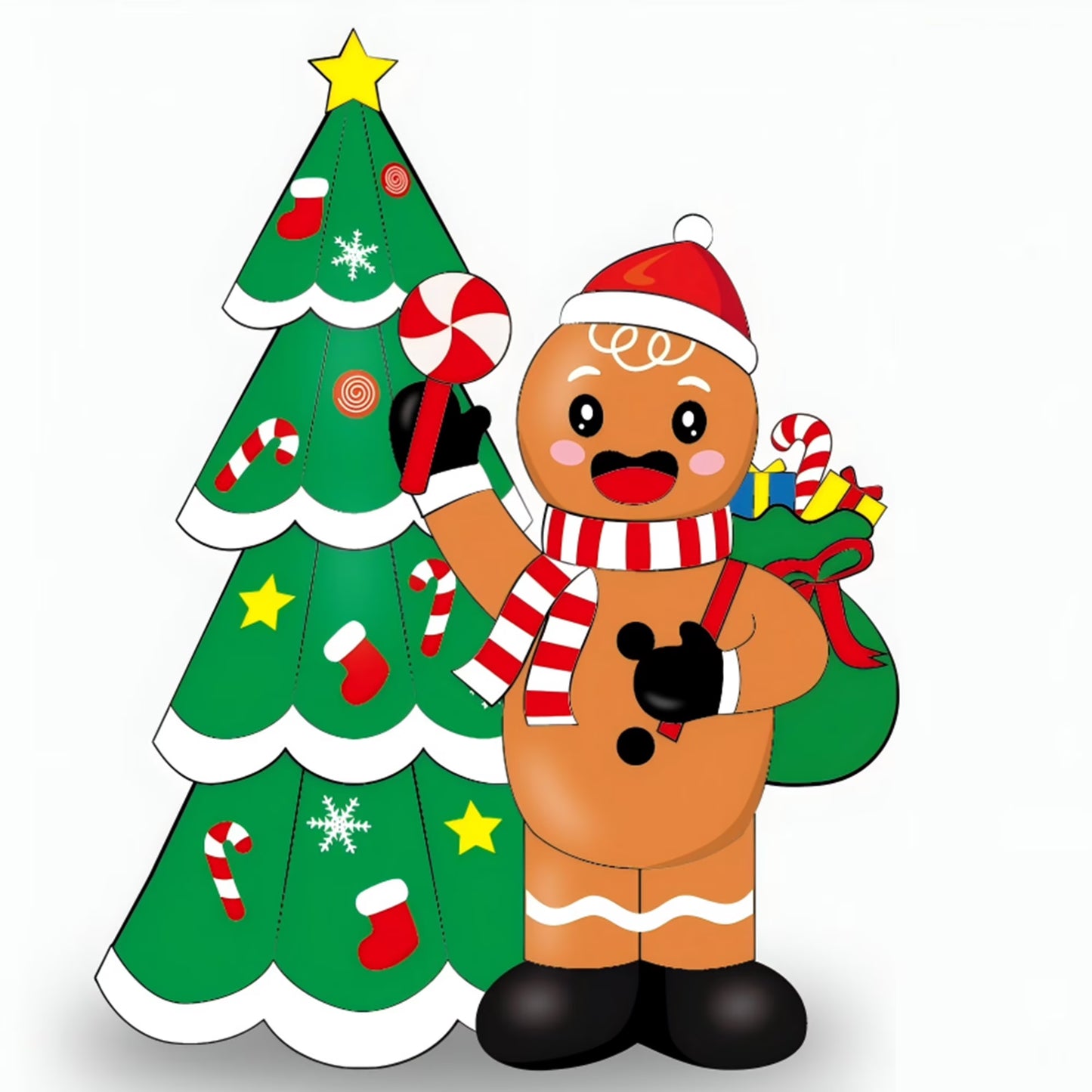 Firstness 6ft Tall Christmas Inflatable, Liftable Santa in the Stocking Xmas Inflatable with LED Lights for Christmas Holiday Outdoor Yard Decorations