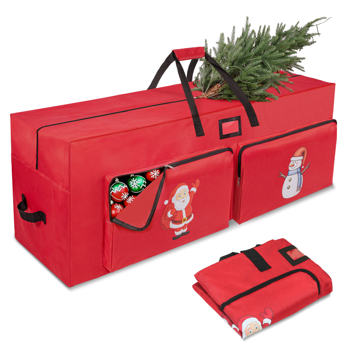Firstness Christmas Tree Storage Bag,Fit up to 7.5ft Tree Storage Bag with 2 Pocket and Zippers,Red