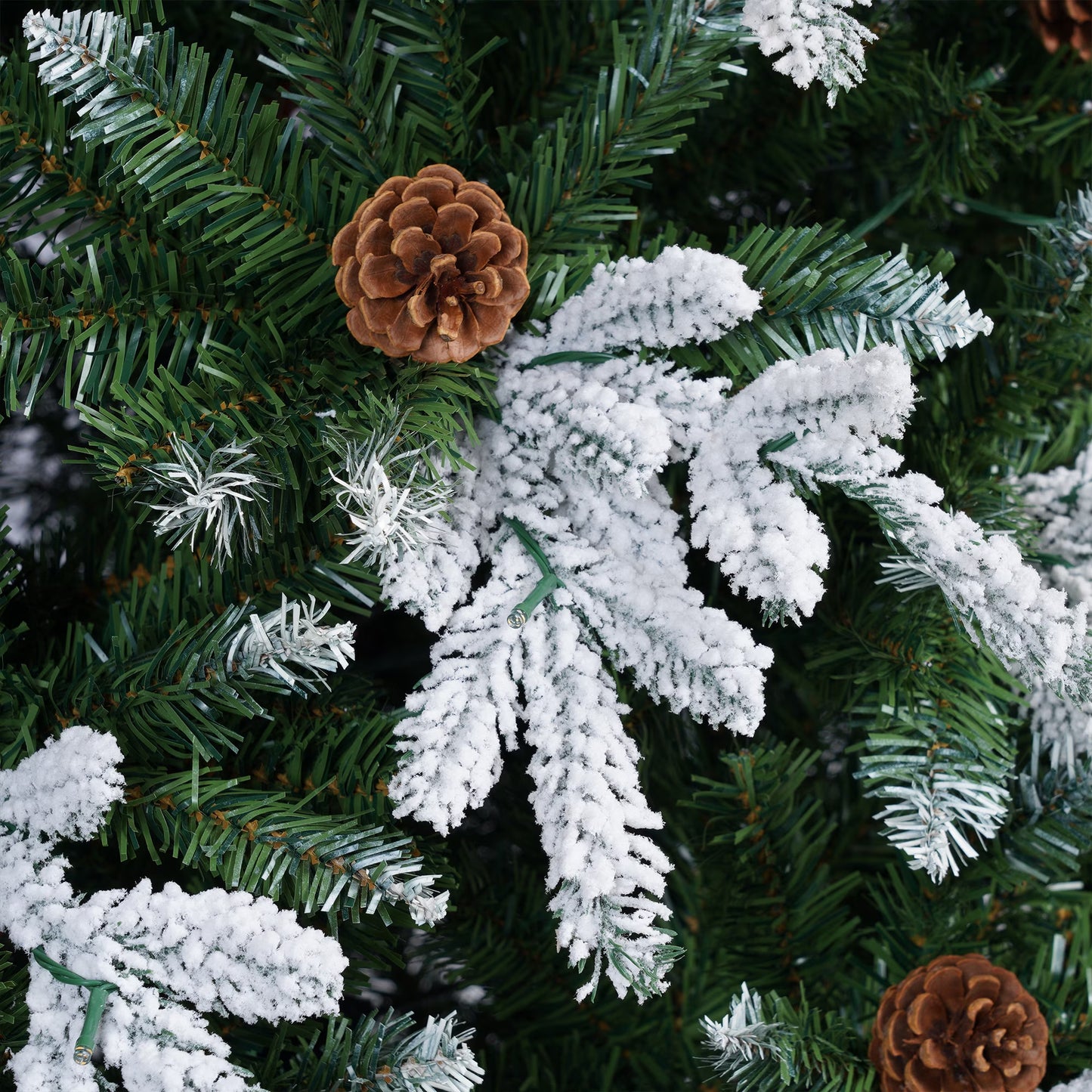 Firstness 6ft Artificial Christmas Tree with 1000 Branches and 250 LED Lights, Pre-Lit Flocked Xmas Tree,11 Lighting Modes,Pine Cones